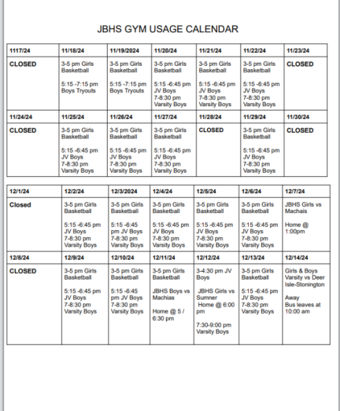 Large image of photo: Bball schedule for Nov. 18-Dec. 21